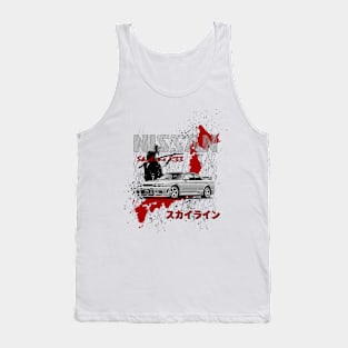 Nissan Skyline R33 GTR with samurai and Japan map JDM Car Tank Top